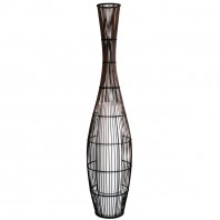 Oriel Lighting-Pekan Dark Brown Bamboo with Cotton Inner 160cm Floor Lamp